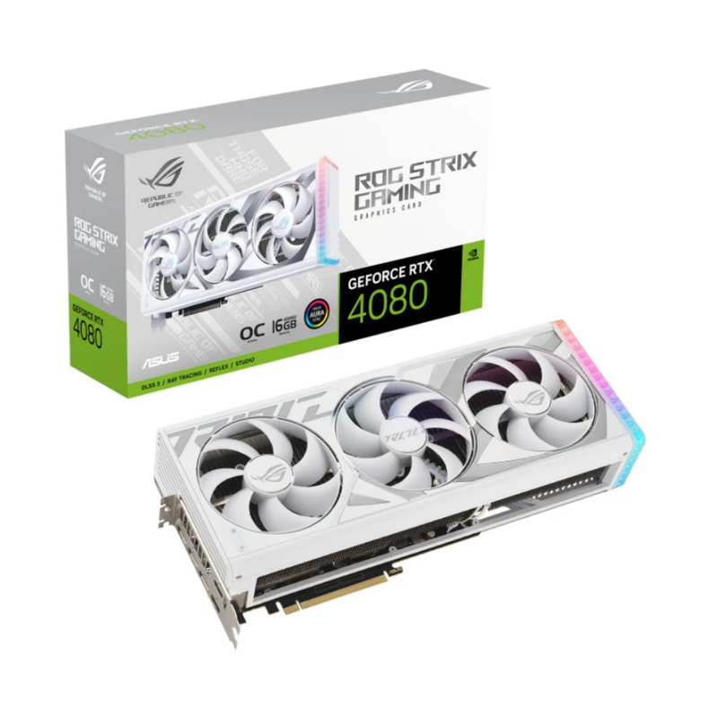 Asus ROG Strix GeForce RTX 4080 16GB OC GDDR6X Graphics Card - White - كرت الشاشة